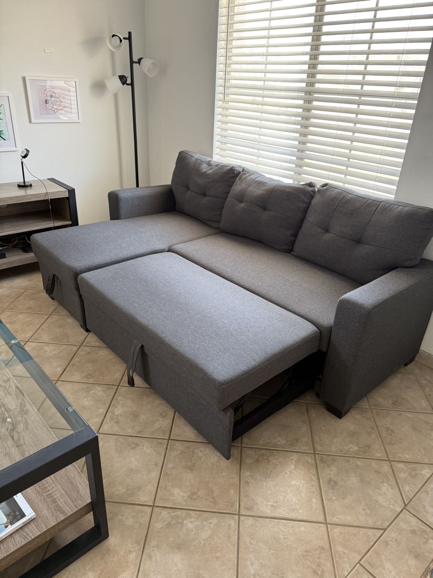 Dark Gray Pullout Couch Sofa