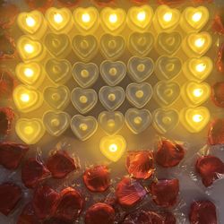 3000Pcs Rose Petals with 36Pcs LED Tea Lights