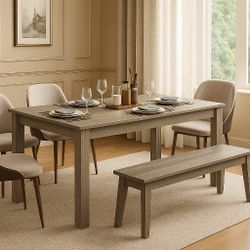 Dining Table Only Table 63" L x 31.5" W x 30" H, 330LBS Capacity, Center Table for Living Room, Home Office, Kitchen, Dinette, Dinner, Oak