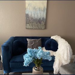 Velvet Blue Love Seat (Living room) 