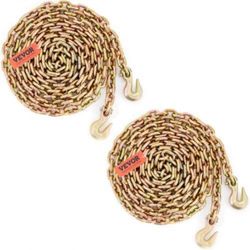  Transport Binder Chain, 7100lbs Working Load Limit, 3/8''x20' G80 Tow Chain Tie Down with Grab Hooks, DOT Certified, Galvanized Coating Manganese Ste