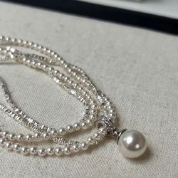 Handmade Pearl Necklace In Sterling Silver