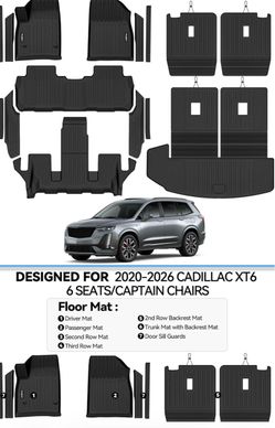 Cadillac XT6 Floor Mats 6 seats/ Captain Chairs