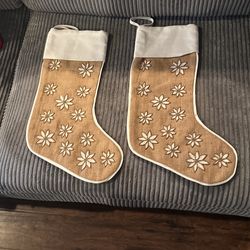 Burlap  Christmas Stockings 