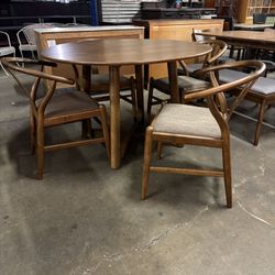 Mid Century Modern Style Dining Set With wishbone Chairs MCM (info In Description) 