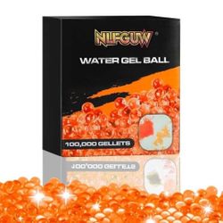 NEW! Water Gel Balls Blaster Ammo, Gel Water Beads Splatter(7-8 mm 100,000 Pieces) (Orange)
