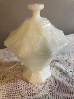 Milk Glass Covered Candy Dish