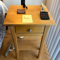 Pair of Bleached Oak Mid Century Modern Nightstand End Table. 