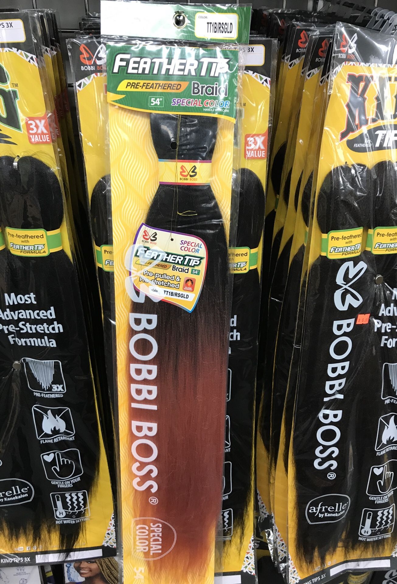1B/Rose gold pre-feathered braid hair by Bobbi Boss