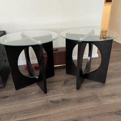 Espresso End Tables With Glass Top