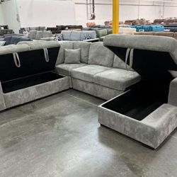 New Sleeper Sectional Sofa Bed Couch with USB and Storage! Free Delivery 🚚!