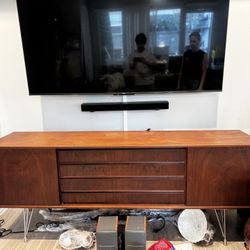Vintage Mid-Century Modern Hardwood Media Console / Credenza – 79” Long 