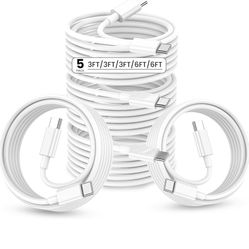 USB C to USB C Cable, 5 Pack(3ft/3ft/3ft/6ft/6ft)60W Fast Charging Cord,Type C Fast Charging Cable Compatible for iPhone 17/17 Pro Max/17 Pro/17 Air/1