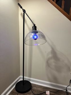 Modern Black Floor Lamp with Clear Glass Shade