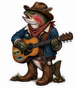 Rainbow Trout Country Singer Fly Fishing Sticker Decal Tackle box Cooler