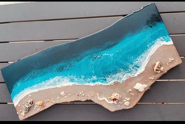Live edge ocean resin 25 inches wall decor