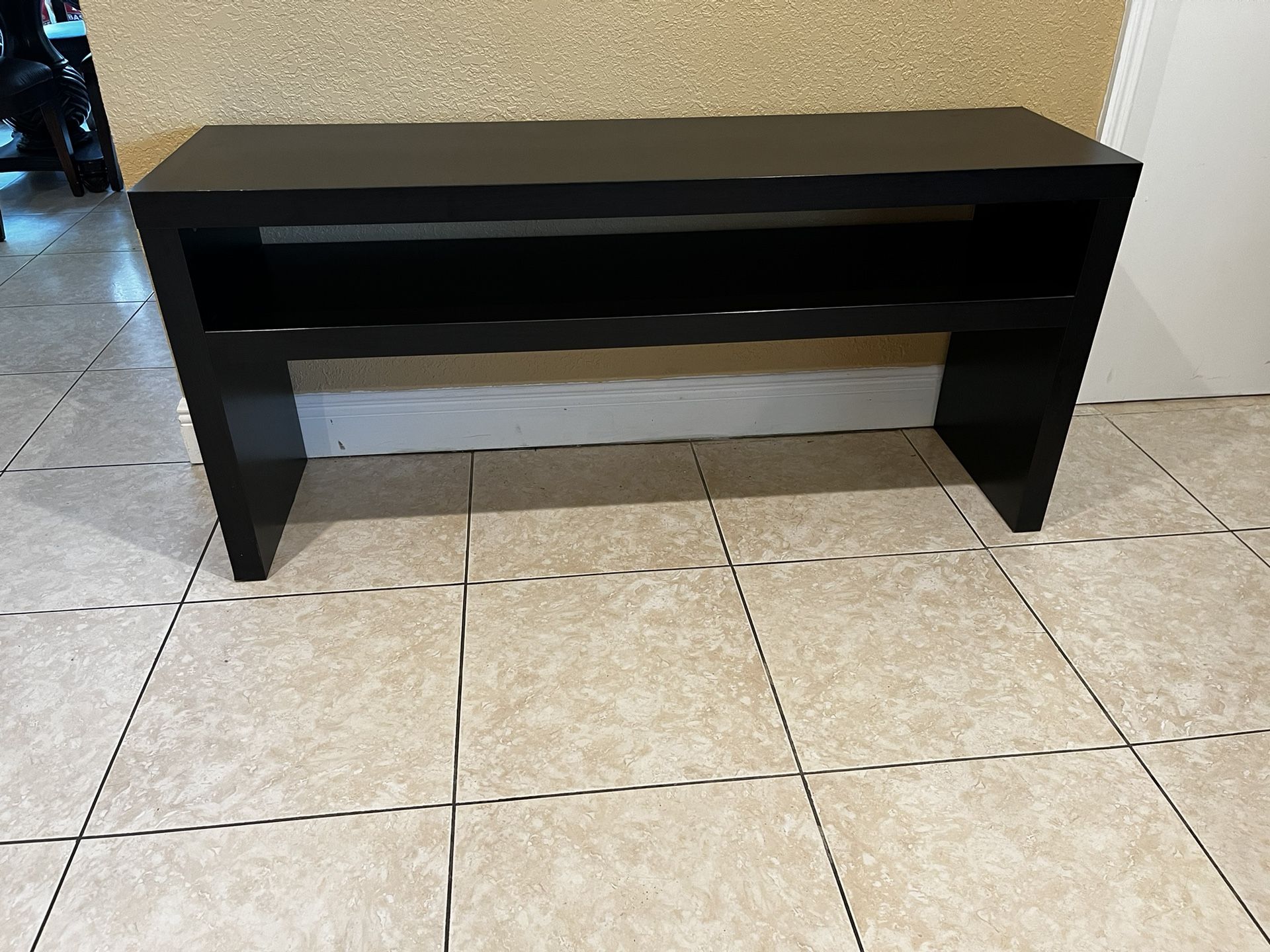 IKEA MODERN CONSOLE TABLE…BLACK BROWN… 55” Wide By 25.5” Height By 15.5”Deep…In Good Condition…$55