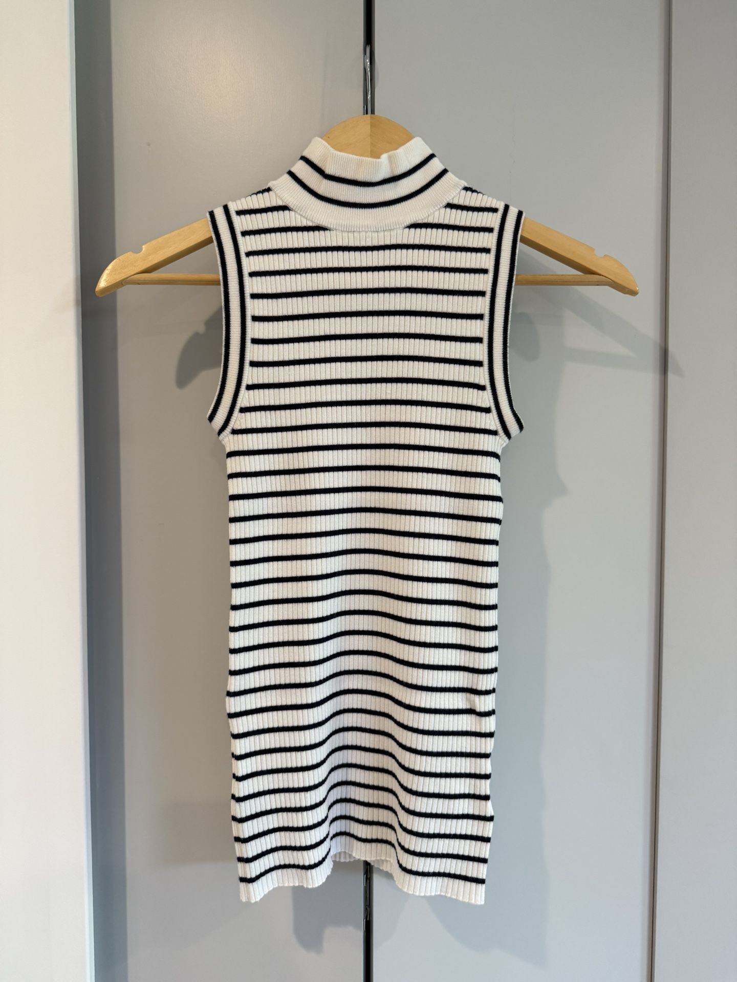 Michael Kors Striped Mock-Neck Top, Size XS