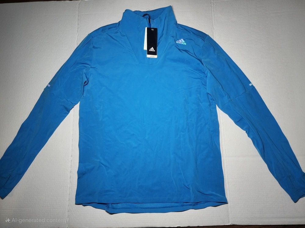 Adidas men's running 1/4-zip Blue long sleeve shirt