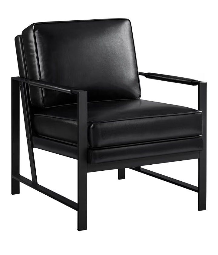 Yaheetech PU Leather Armchair, Retro Leisure Accent Chair