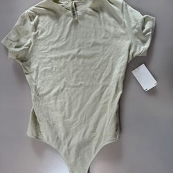 SKIMS Cotton Jersey T-Shirt Bodysuit Size Large Bone Color $62.00