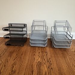 Mesh Desk Organizer Bundle – 3 Paper Tray/File Sorters
