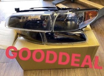 #62 Fit 94-1998 Ford Mustang Black Halogen Headlight Head Light Pair Set Lamp