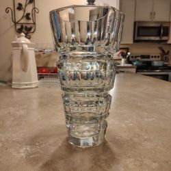 Vintage 1930's Josef Hoffmann Moser Clear Crystal Faceted Vase 12" Art Deco