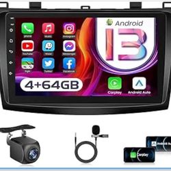 9” Double din Radio for Mazda 3 2010-2013: 4+64GB CarPlay & Android Auto Car Radio HD