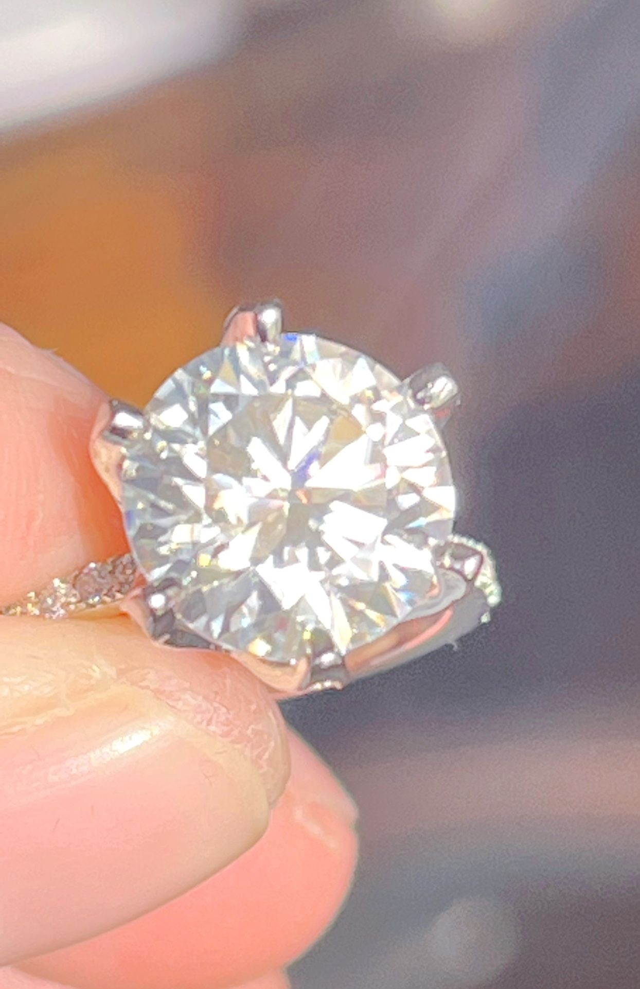 Certified 5.48 Carat Round Moissanite Ring/14k gold filled Silver Ring