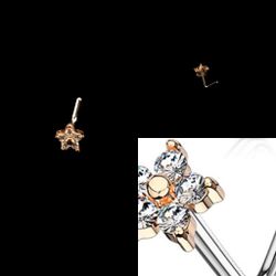 Rose Golden Crystal Nose Piercing Star 20 Gauge New
