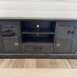 Dark Gray Wooden TV Console For Sale