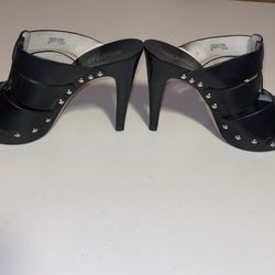 MICHAEL Kors Somerly Leather Mule Pump BLACK Open Toe Sz 8m