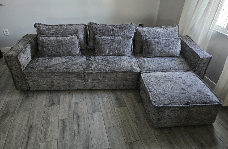 Dark Grey Sectional Sofa 110"W