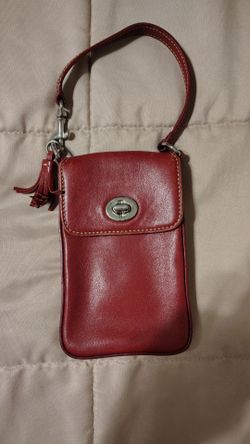 Coach red leather card case