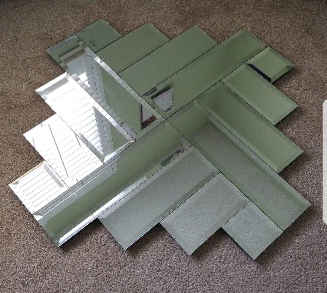 Large Sized Cross Angled Mirror - 3' 5" × 3' 5"