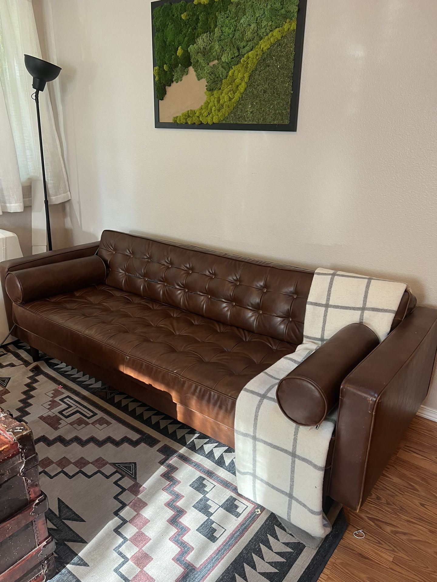 Faux Leather MCM Style Couch 