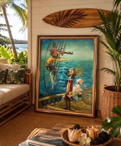 Pirates Sea Beach Surf Sand Oil Painting