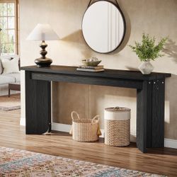 70.9" Console Table, Wood Sofa Table Hallway Table with Double Pedestal