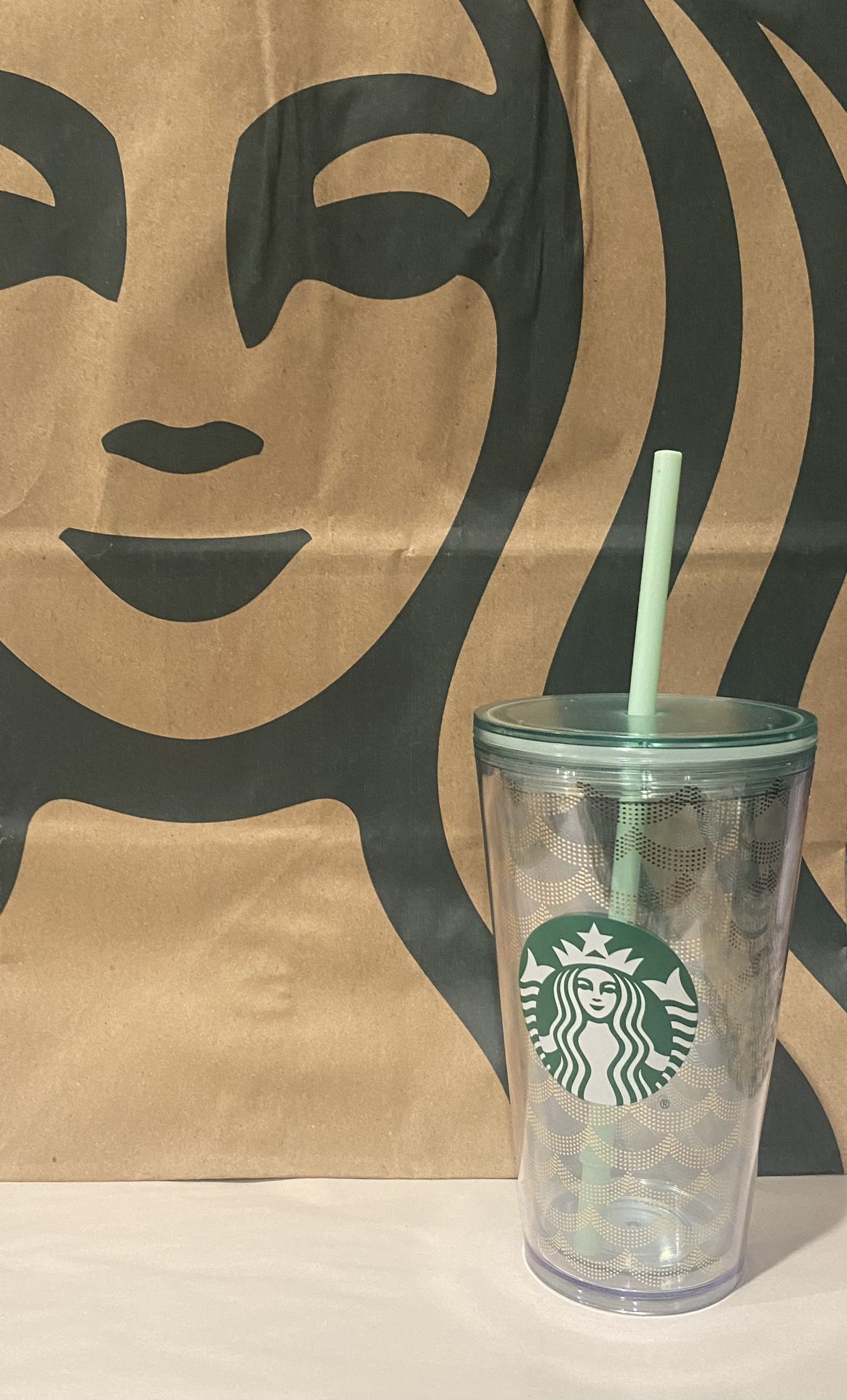 Starbucks Siren Iridescent Mermaid Scales Aqua Clear Tumbler/Cup