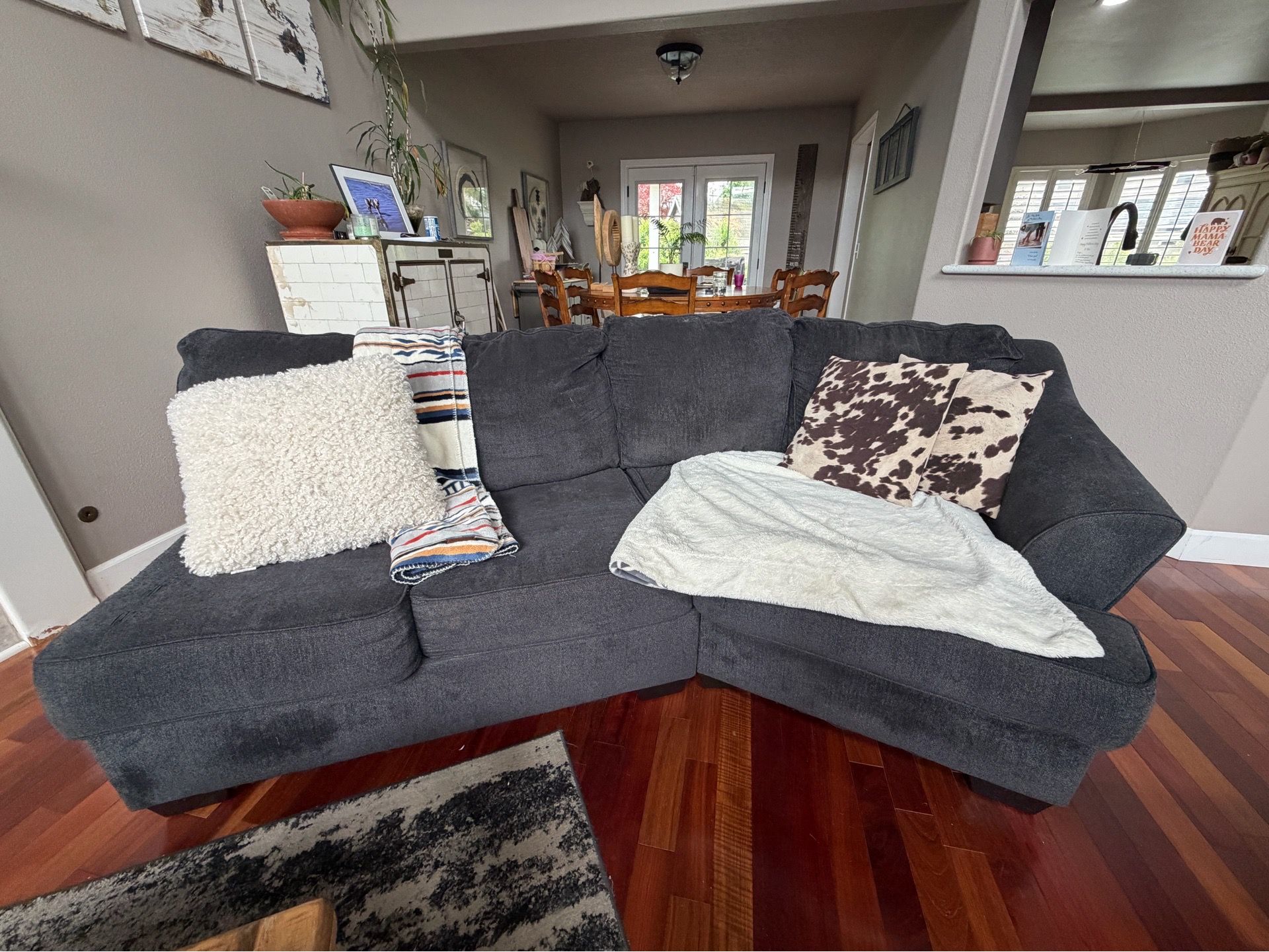 FREE! Dark Gray Sectional Sofa & Matching Rug