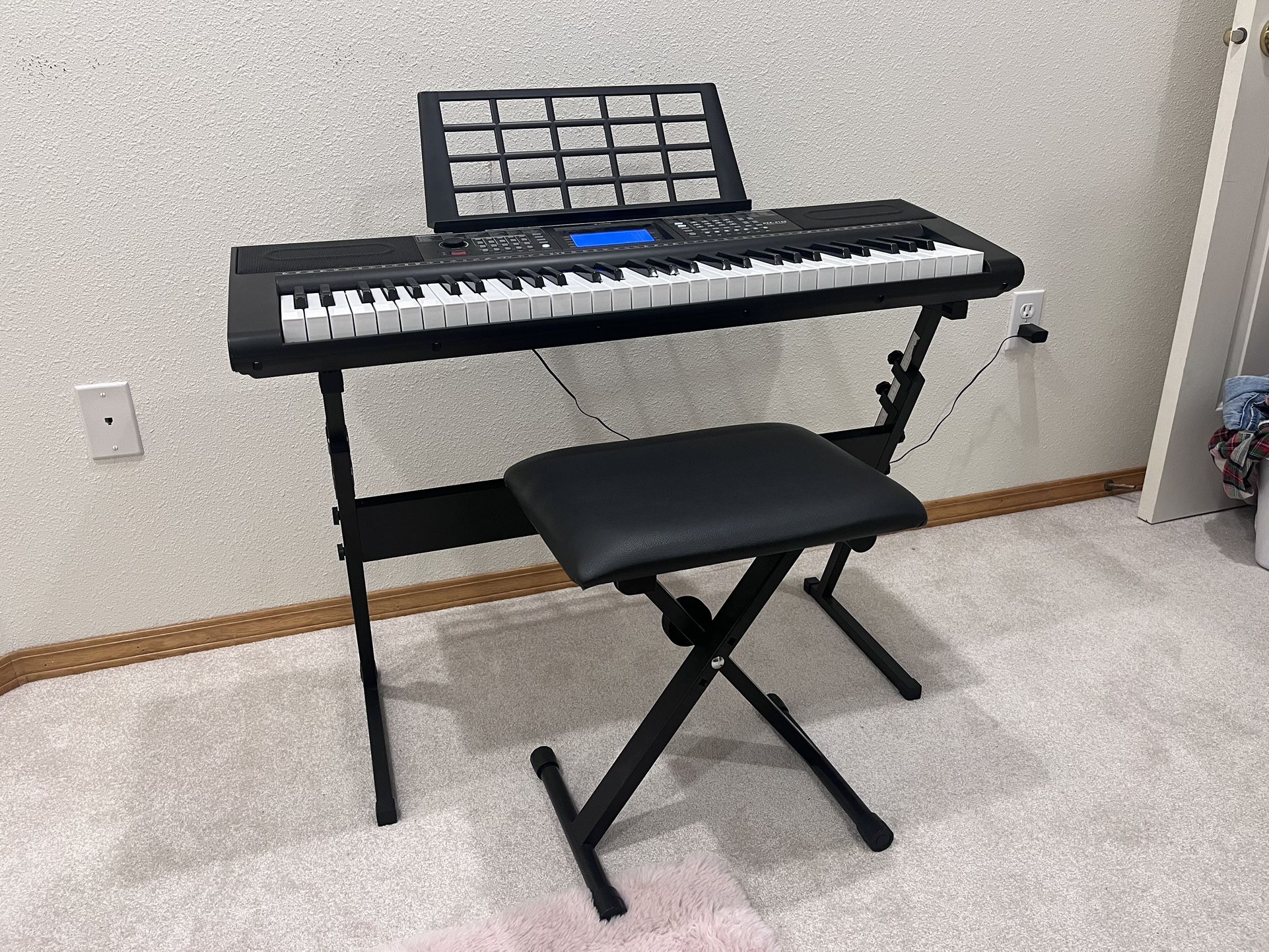 61 Key Keyboard Piano, Electric Piano Keyboard Kit with 249 Voices, 249 Rhythms - Includes Piano Stand, Stool, Microphone