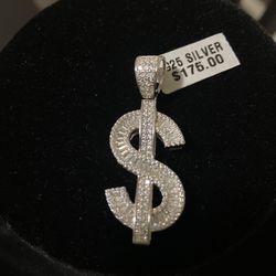 Big Pendant Money Sign Pendant Silver 