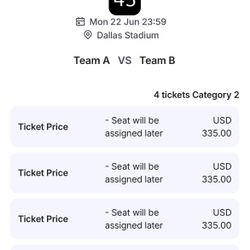 4 FIFA World Cup Tickets 