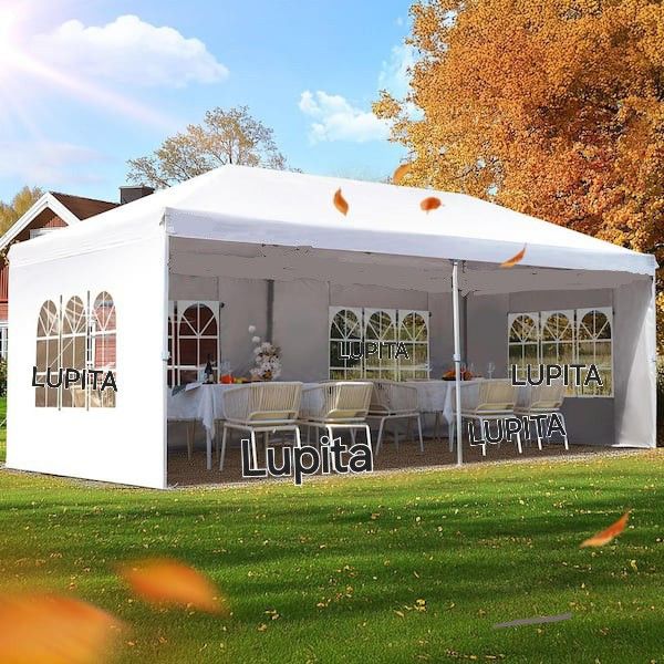 10x20 White Gazebo Wedding Party Tent Canopy With 4 Windows & 2 Sidewalls -6 (FOR SALE) Carpa