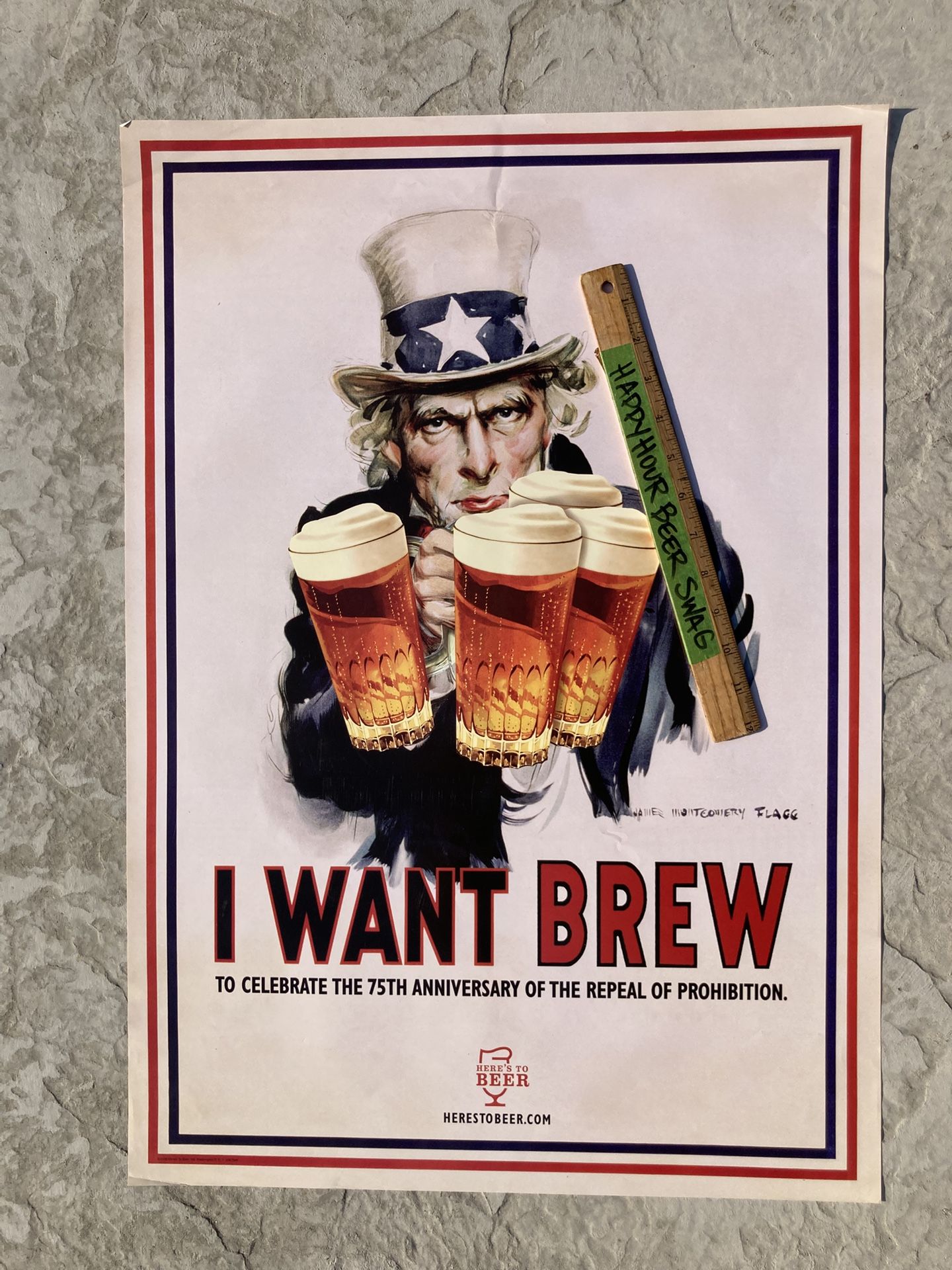 🌟 NOS I Want Brew Uncle Sam Beer Paper Poster Sign