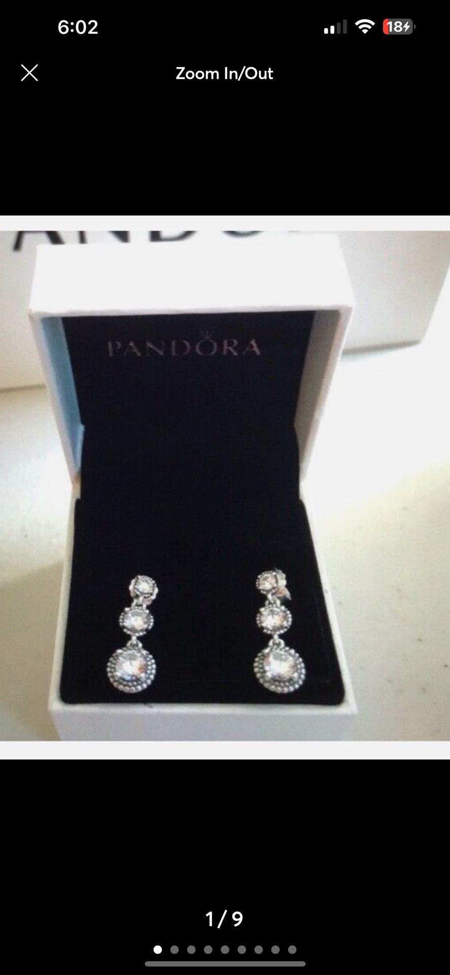Pandora Silver Eternal Elegance Drop Stud CZ Earrings 290742CZ