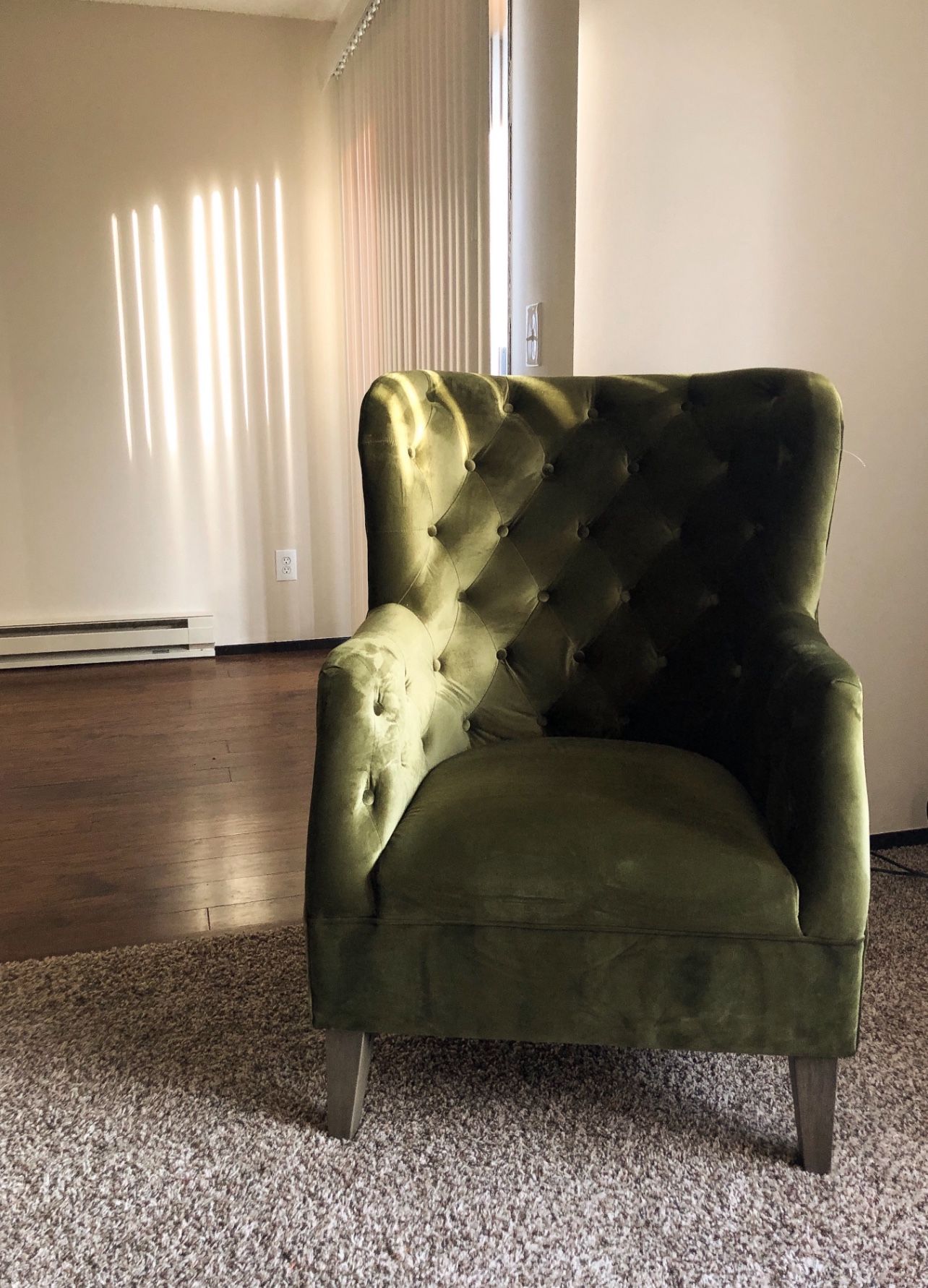 Green Velvet Wingback Armchair