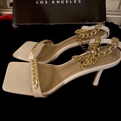 Fashion Nova White/Gold Heels-size 10 