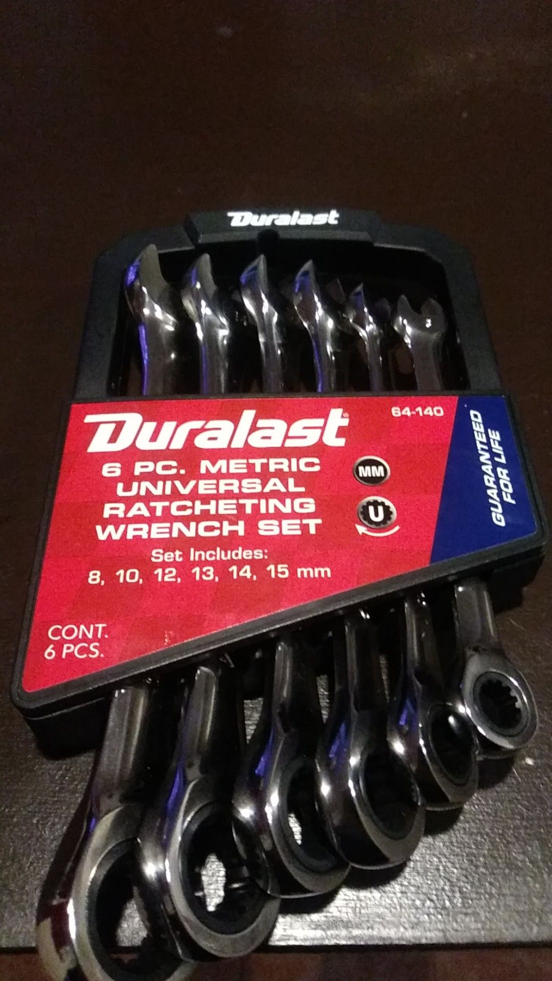 Duralast 6 pc metric universal ratcheting wrench set